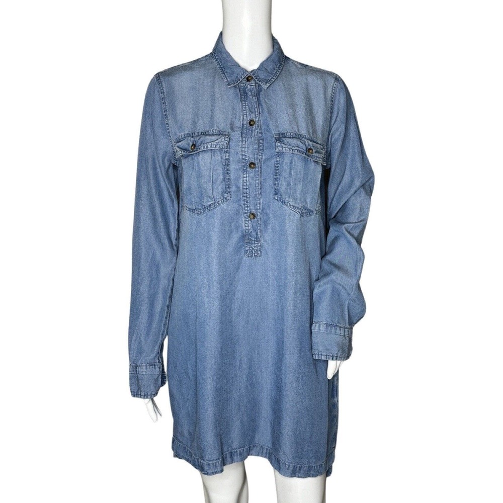 Abercrombie & Fitch Dress Womens Small Blue Denim Shirt Basic Neutral Casual‎